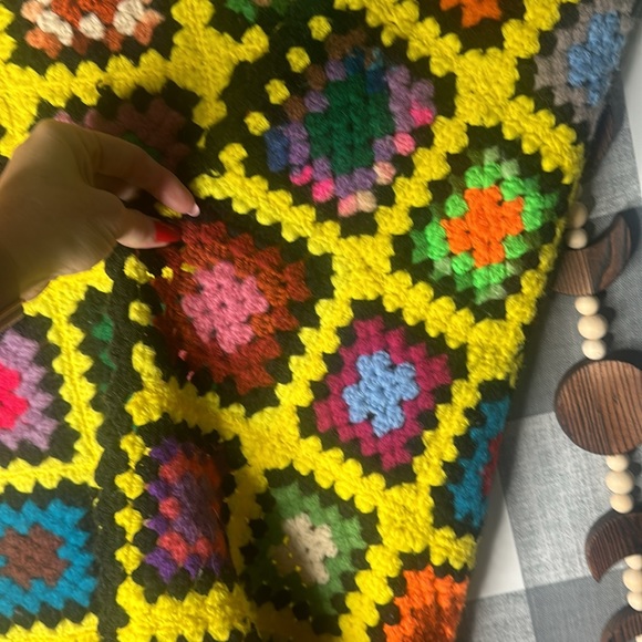 Vtg Handmade Blanket Quit Afghan - Picture 4 of 4